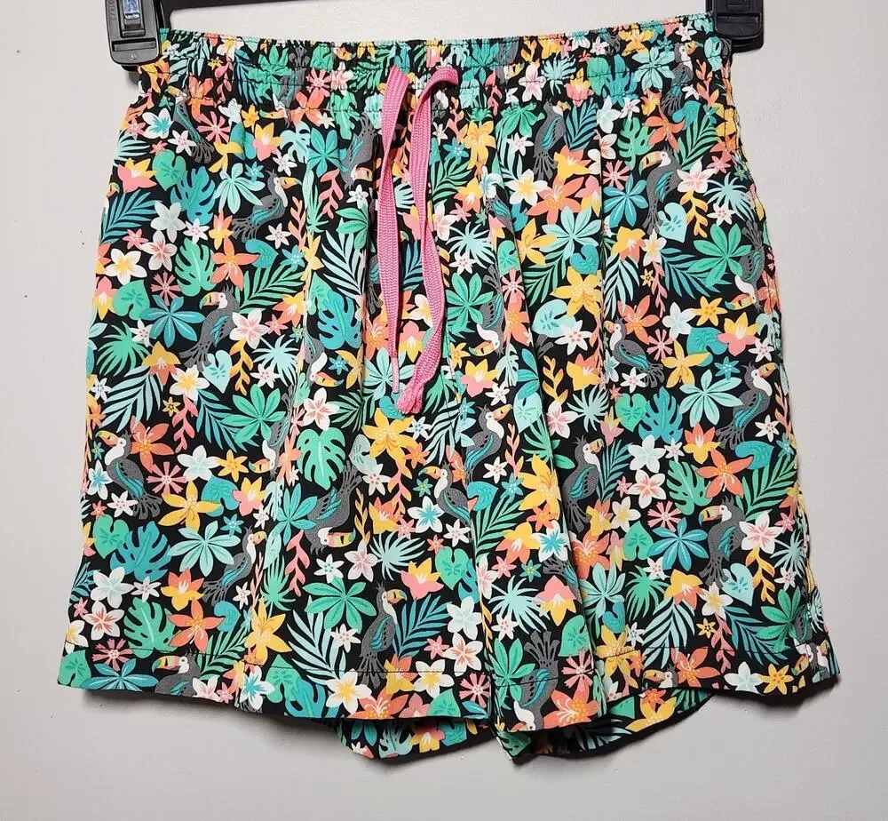 Chubbies The Bloomerangs Swim Trunks Small Floral And Toucan 5.5 Inseam Lined